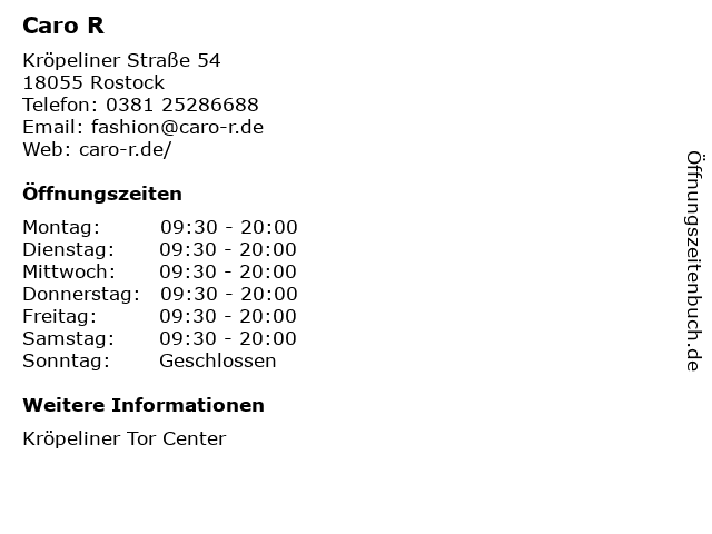 Caro R in Rostock: Adresse und Öffnungszeiten