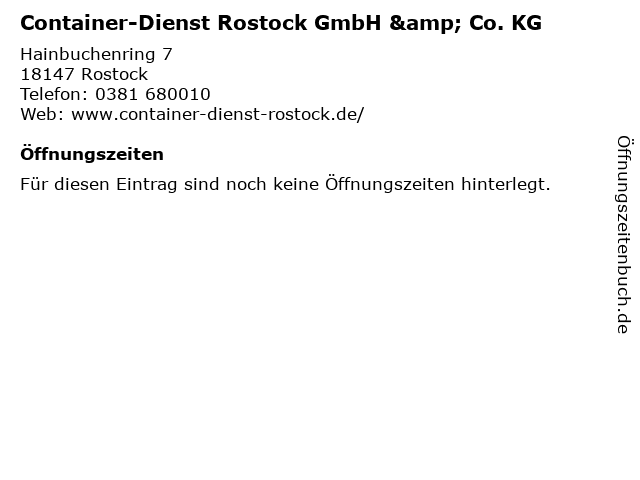 Container-Dienst Rostock GmbH & Co. KG in Rostock: Adresse und Öffnungszeiten