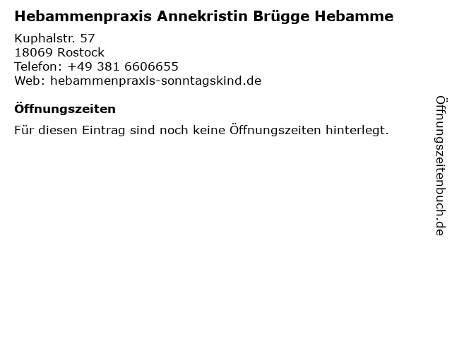 Hebammenpraxis Annekristin Brügge Hebamme in Rostock: Adresse und Öffnungszeiten