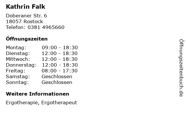 Kathrin Falk in Rostock: Adresse und Öffnungszeiten