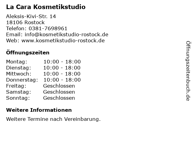 La Cara Kosmetikstudio in Rostock: Adresse und Öffnungszeiten