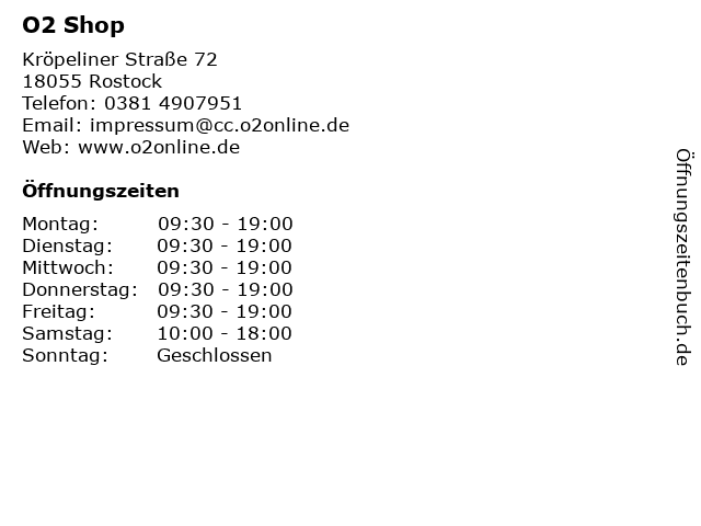 O2 Shop in Rostock: Adresse und Öffnungszeiten