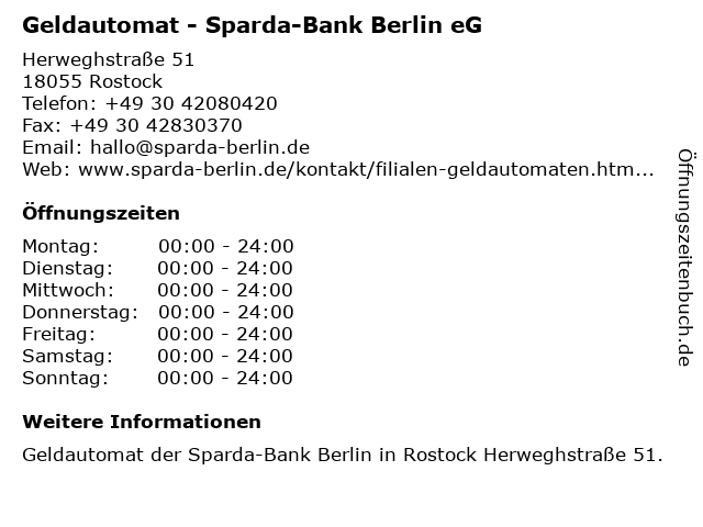 ᐅ Offnungszeiten Sparda Bank Berlin Geldautomat