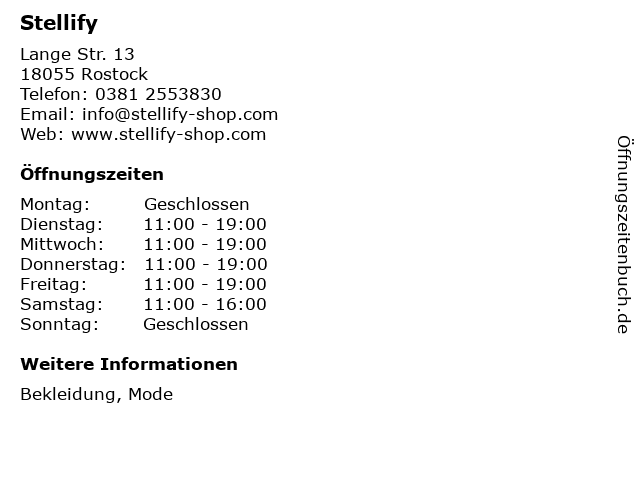 Stellify in Rostock: Adresse und Öffnungszeiten