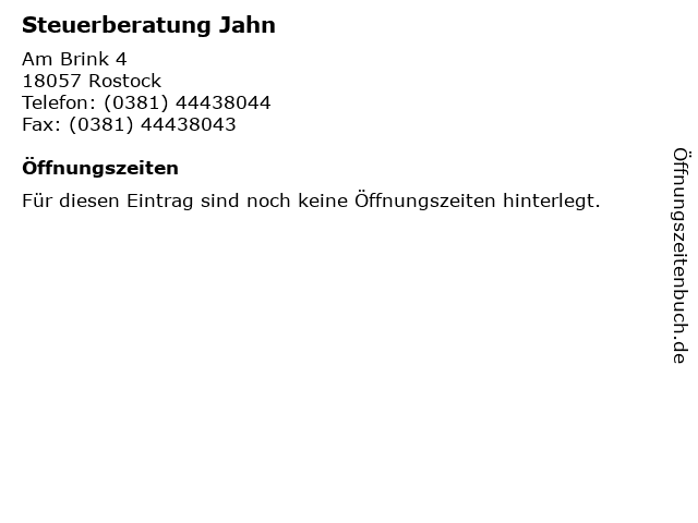 Steuerberatung Jahn in Rostock: Adresse und Öffnungszeiten