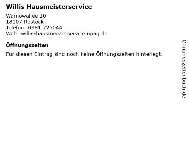 Willis Hausmeisterservice in Rostock: Adresse und Öffnungszeiten