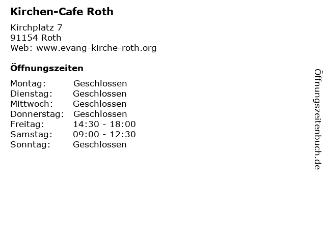 Kirchen-Cafe Roth in Roth: Adresse und Öffnungszeiten