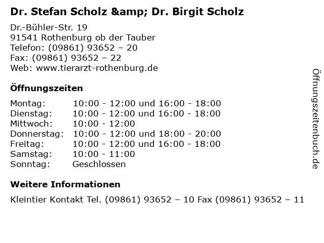 Dr. Stefan Scholz & Dr. Birgit Scholz in Rothenburg ob der Tauber: Adresse und Öffnungszeiten
