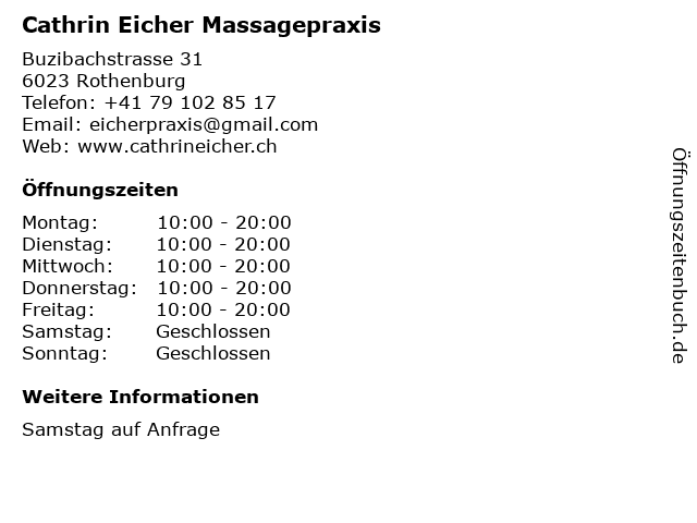 Cathrin Eicher Massagepraxis in Rothenburg: Adresse und Öffnungszeiten