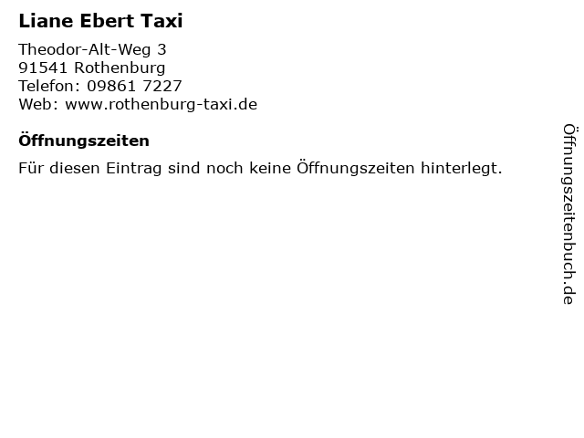Liane Ebert Taxi in Rothenburg: Adresse und Öffnungszeiten