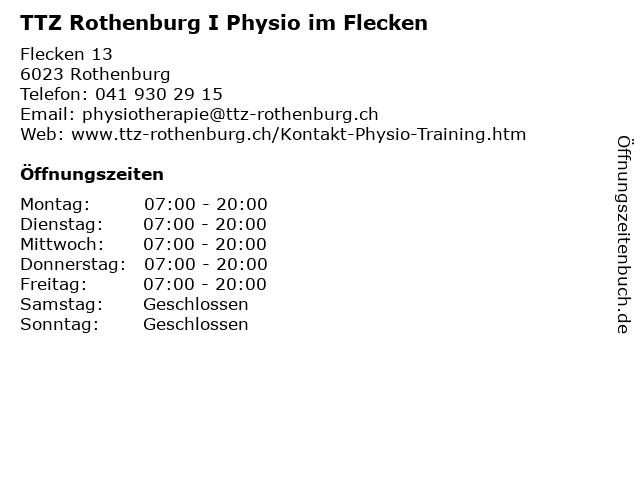 TTZ Rothenburg Ι Physio im Flecken in Rothenburg: Adresse und Öffnungszeiten