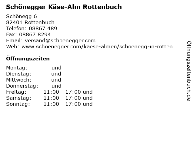 Schönegger Käse-Alm Rottenbuch in Rottenbuch: Adresse und Öffnungszeiten