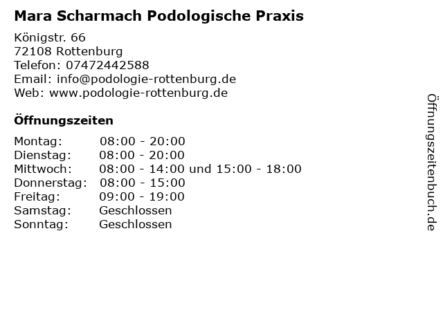 Mara Scharmach Podologische Praxis in Rottenburg: Adresse und Öffnungszeiten