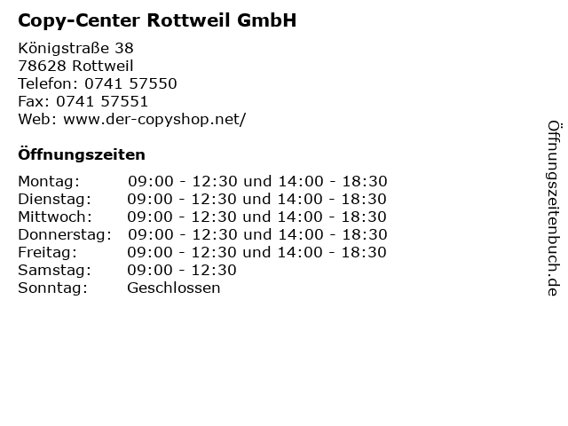 Copy-Center Rottweil GmbH in Rottweil: Adresse und Öffnungszeiten