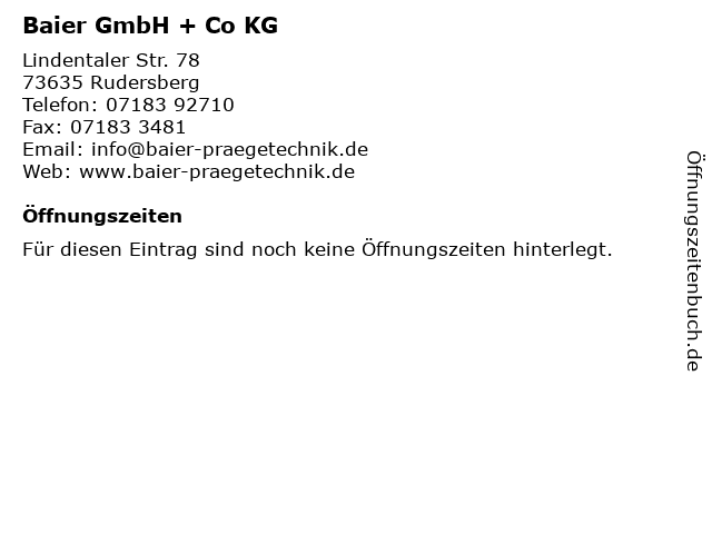 Baier GmbH + Co KG in Rudersberg: Adresse und Öffnungszeiten
