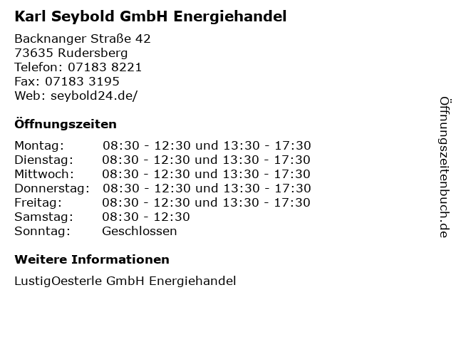 Karl Seybold GmbH Energiehandel in Rudersberg: Adresse und Öffnungszeiten