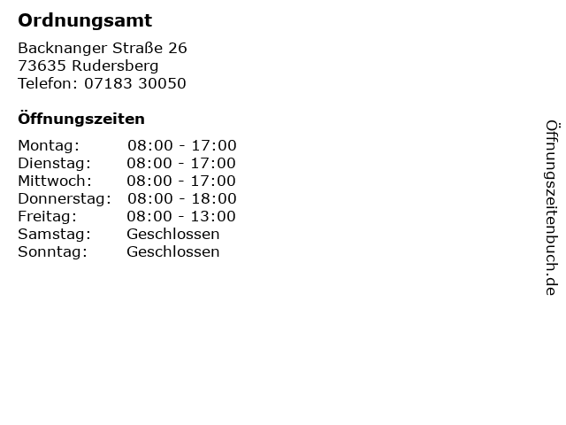 Ordnungsamt in Rudersberg: Adresse und Öffnungszeiten
