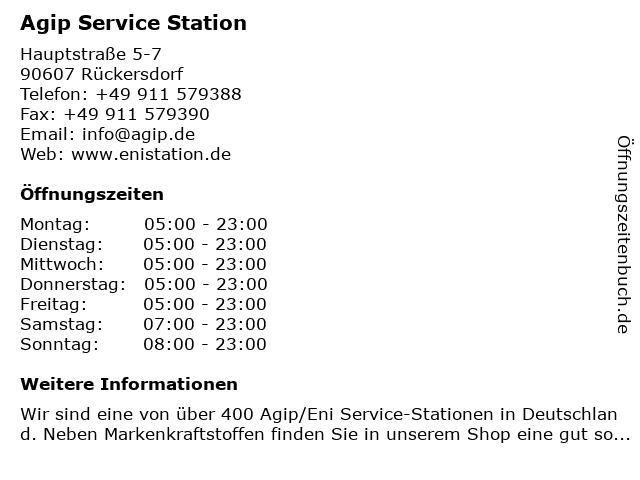 Agip Service Station in Rückersdorf: Adresse und Öffnungszeiten