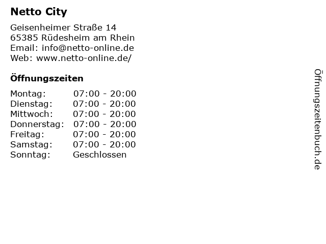 Netto City in Rüdesheim am Rhein: Adresse und Öffnungszeiten