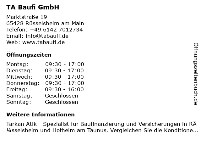 ᐅ Offnungszeiten Tarkan Atik Marktstrasse 19 In Russelsheim Am Main