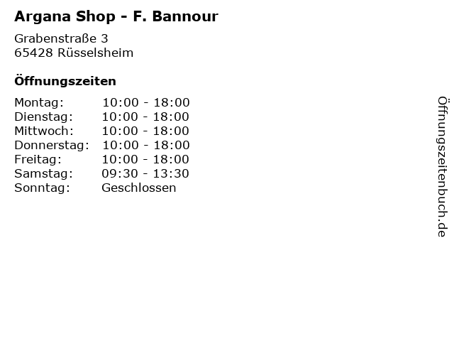Argana Shop - F. Bannour in Rüsselsheim: Adresse und Öffnungszeiten