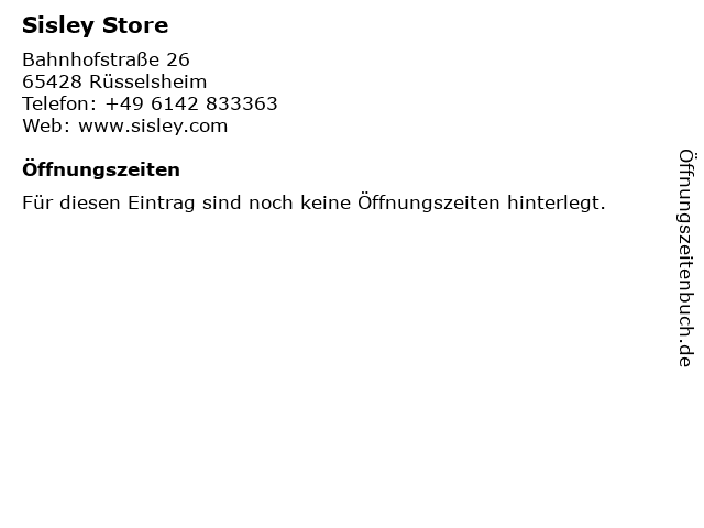 Sisley Store in Rüsselsheim: Adresse und Öffnungszeiten