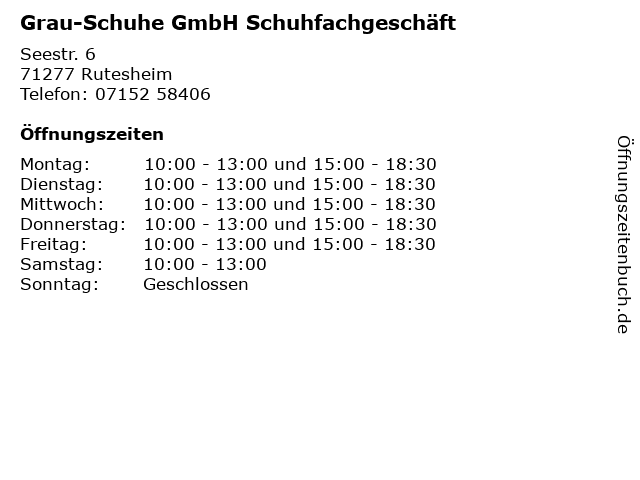 Grau-Schuhe GmbH Schuhfachgeschäft in Rutesheim: Adresse und Öffnungszeiten