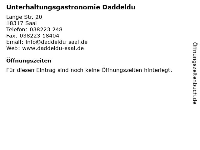 Unterhaltungsgastronomie Daddeldu in Saal: Adresse und Öffnungszeiten