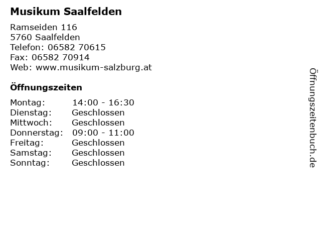 Musikum Saalfelden in Saalfelden: Adresse und Öffnungszeiten