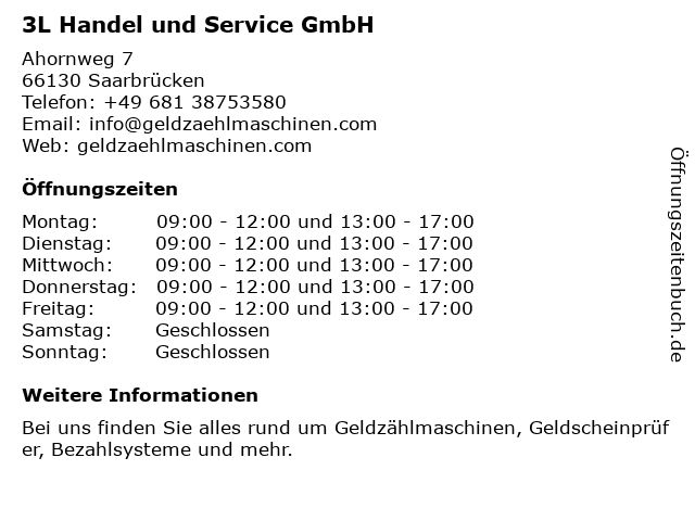 3L Handel und Service GmbH in Saarbrücken: Adresse und Öffnungszeiten