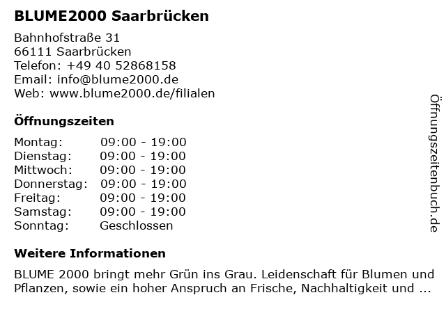Blume 2000 Saarbrücken in Saarbrücken: Adresse und Öffnungszeiten
