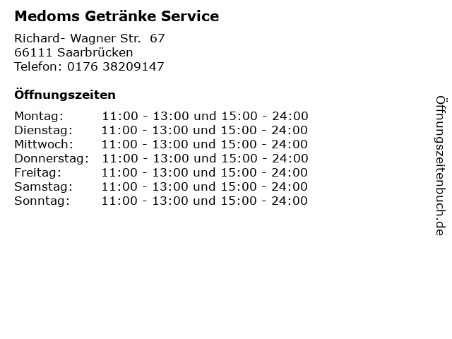 Medoms Getränke Service in Saarbrücken: Adresse und Öffnungszeiten