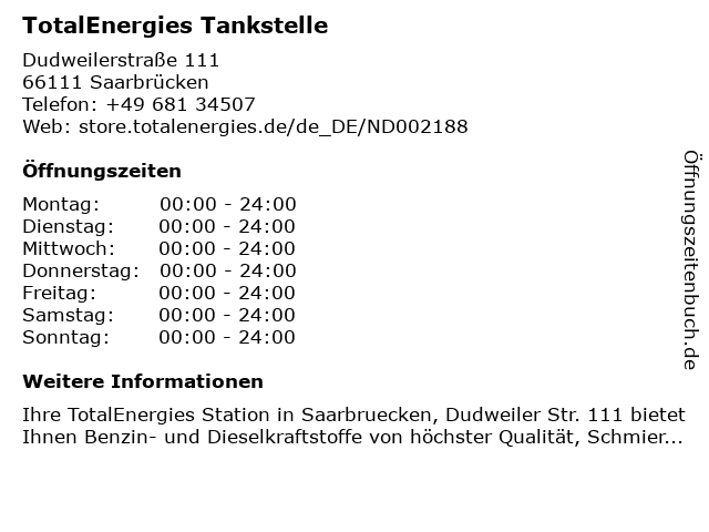 TotalEnergies Tankstelle in Saarbrücken: Adresse und Öffnungszeiten