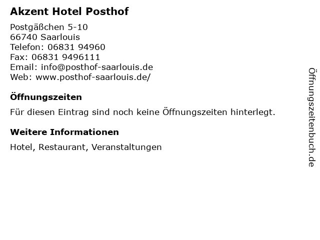 Akzent Hotel Posthof in Saarlouis: Adresse und Öffnungszeiten