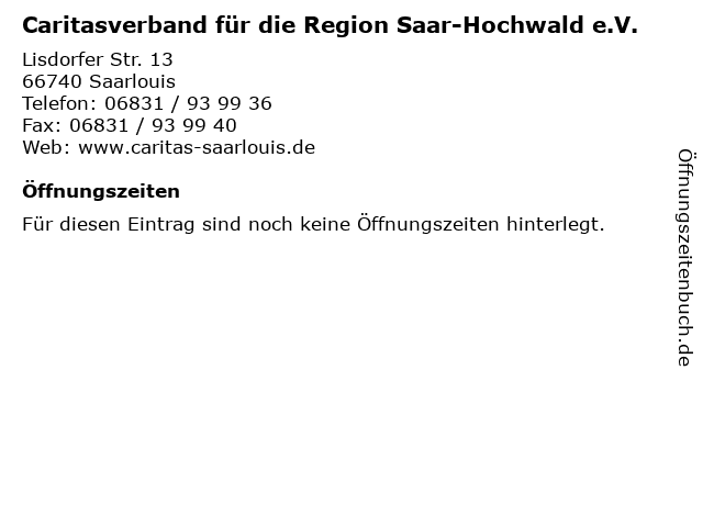 Caritasverband für die Region Saar-Hochwald e.V. in Saarlouis: Adresse und Öffnungszeiten