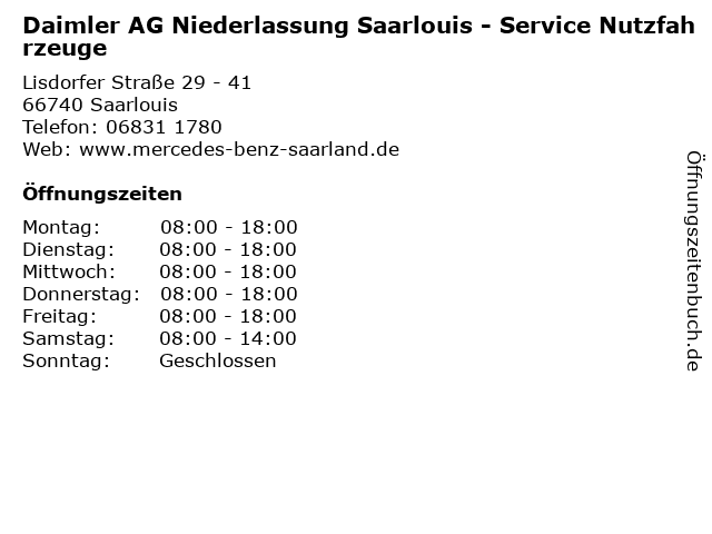 Daimler AG Niederlassung Saarlouis - Service Nutzfahrzeuge in Saarlouis: Adresse und Öffnungszeiten