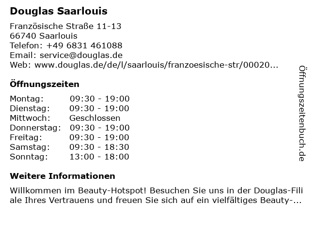 Douglas Saarlouis in Saarlouis: Adresse und Öffnungszeiten