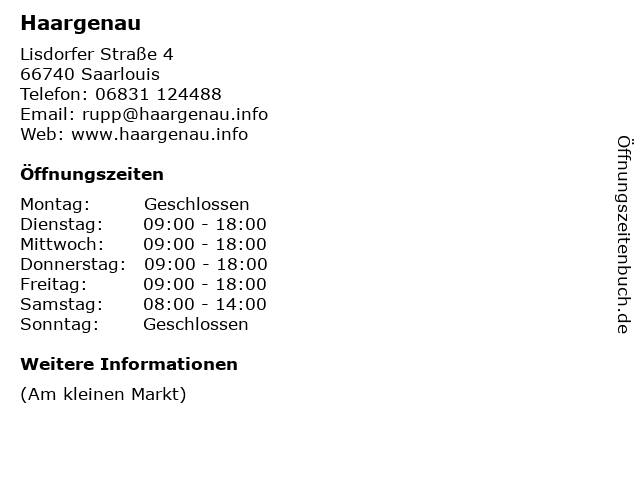Haargenau in Saarlouis: Adresse und Öffnungszeiten