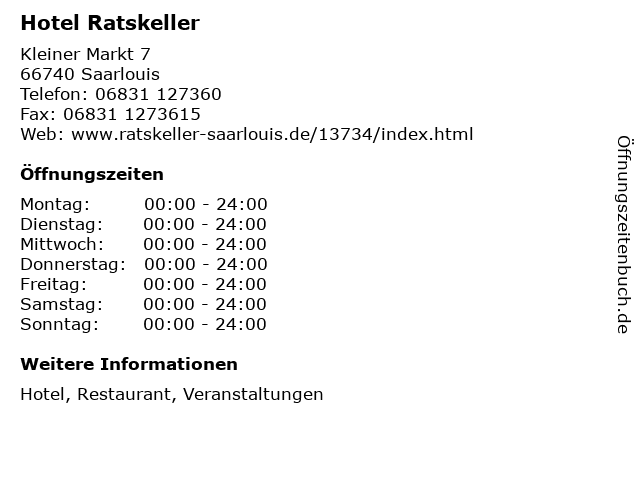 Hotel Ratskeller in Saarlouis: Adresse und Öffnungszeiten