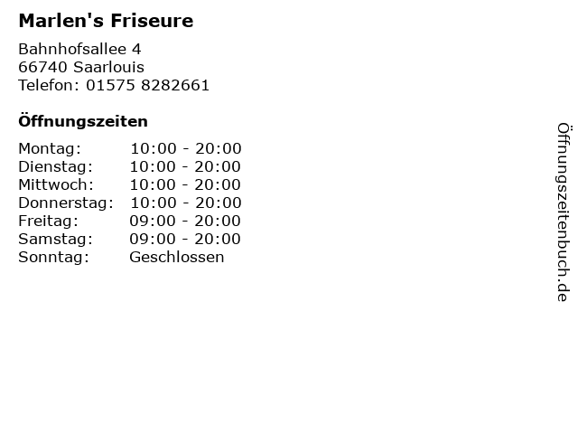 Marlen's Friseure in Saarlouis: Adresse und Öffnungszeiten