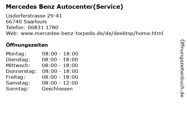 Mercedes Benz Autocenter(Service) in Saarlouis: Adresse und Öffnungszeiten