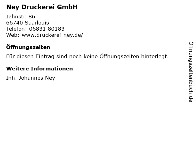 Ney Druckerei GmbH in Saarlouis: Adresse und Öffnungszeiten