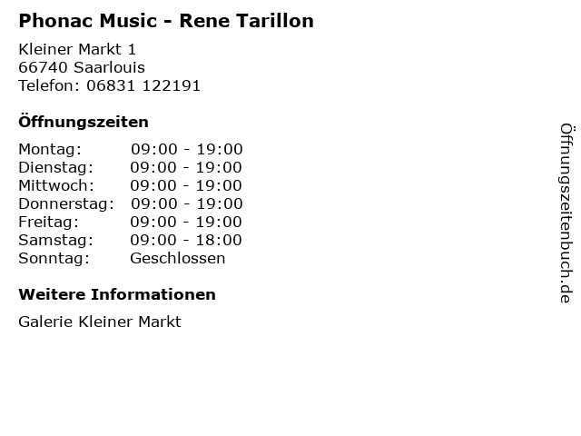 Phonac Music - Rene Tarillon in Saarlouis: Adresse und Öffnungszeiten