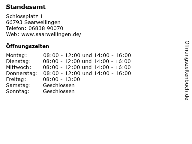 Standesamt in Saarwellingen: Adresse und Öffnungszeiten