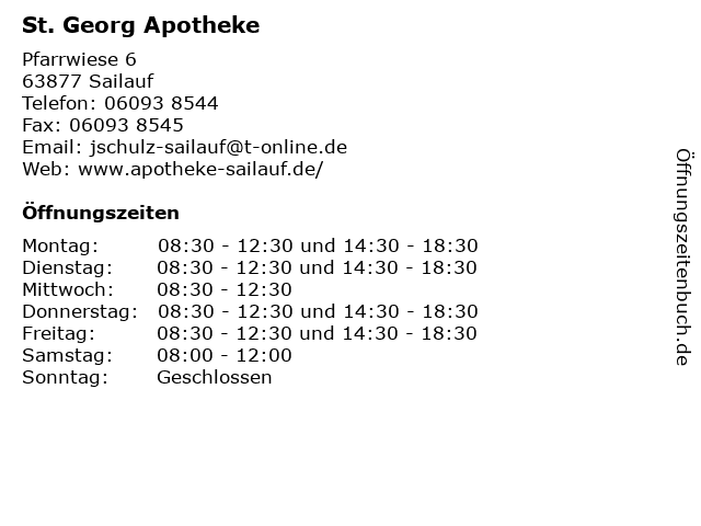 St. Georg Apotheke in Sailauf: Adresse und Öffnungszeiten