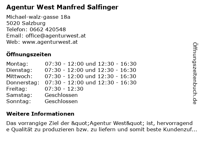Agentur West - Manfred Salfinger