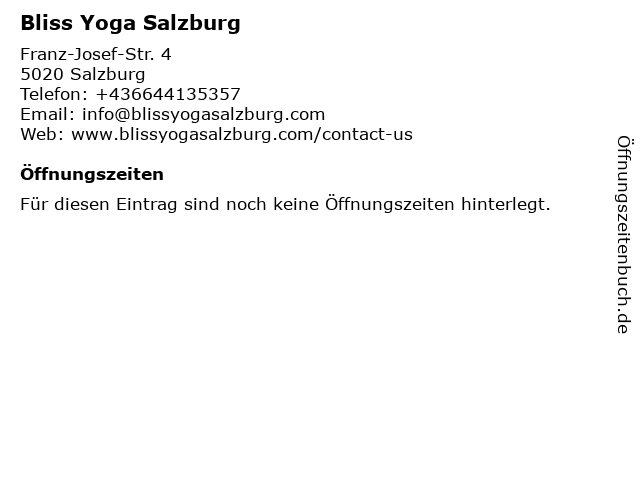 Bliss Yoga Salzburg in Salzburg: Adresse und Öffnungszeiten