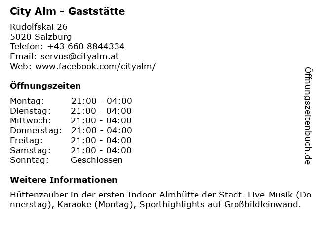 City Alm - Gaststätte in Salzburg: Adresse und Öffnungszeiten
