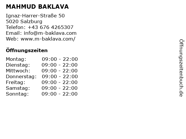 MAHMUD BAKLAVA in Salzburg: Adresse und Öffnungszeiten