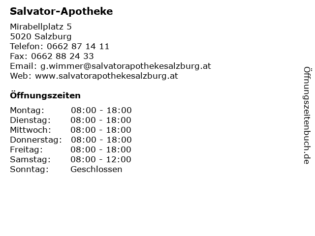 Salvator-Apotheke in Salzburg: Adresse und Öffnungszeiten